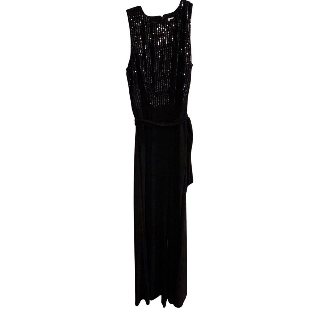 Anne Klein Women's Black Sequin Bodice Jumpsuit Size 8 Party/Cocktail